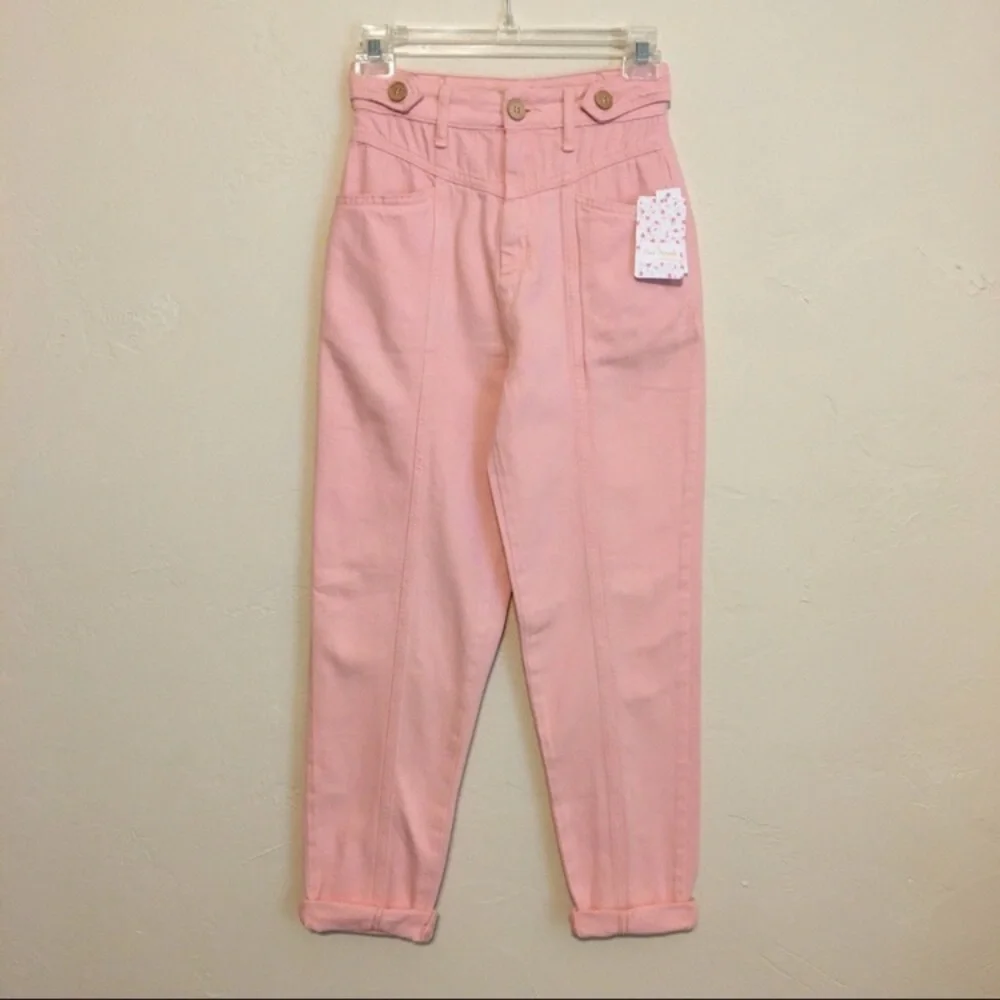 We The Free | NWT Free People Soft Pink City of Lights High Rise Jeans - Picture 3 of 14